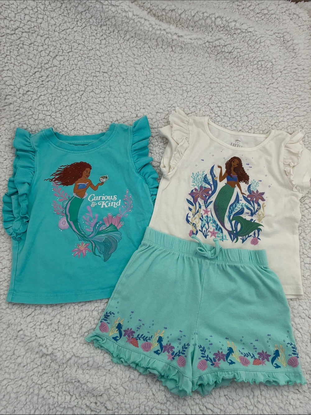 Disney The Little Mermaid Tee & Shorts Set - Teal, Aqua & Cream